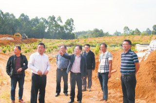 贾友忠(左四)在安州区花荄镇太平村调研农业产业发展工作